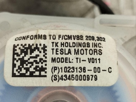 Tesla 102313600C MODEL S 2013 Ceinture de sécurité Right Rear