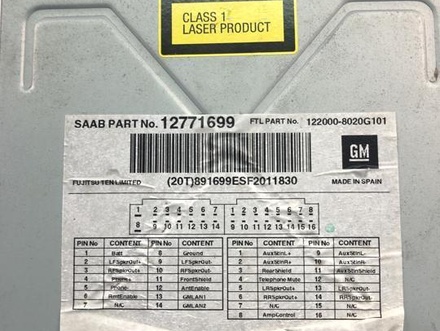 Saab 12771699 9-5 (YS3E) 2006 Radio / CD