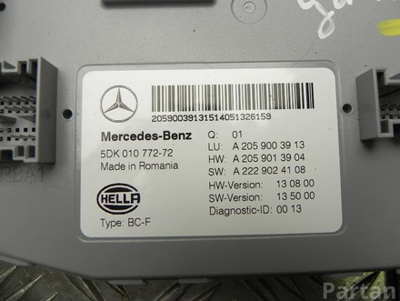 Mercedes-Benz A 205 900 39 13 / A2059003913 C-CLASS (W205) 2015 Unidad de control de carrocería BCM FEM SAM BSI